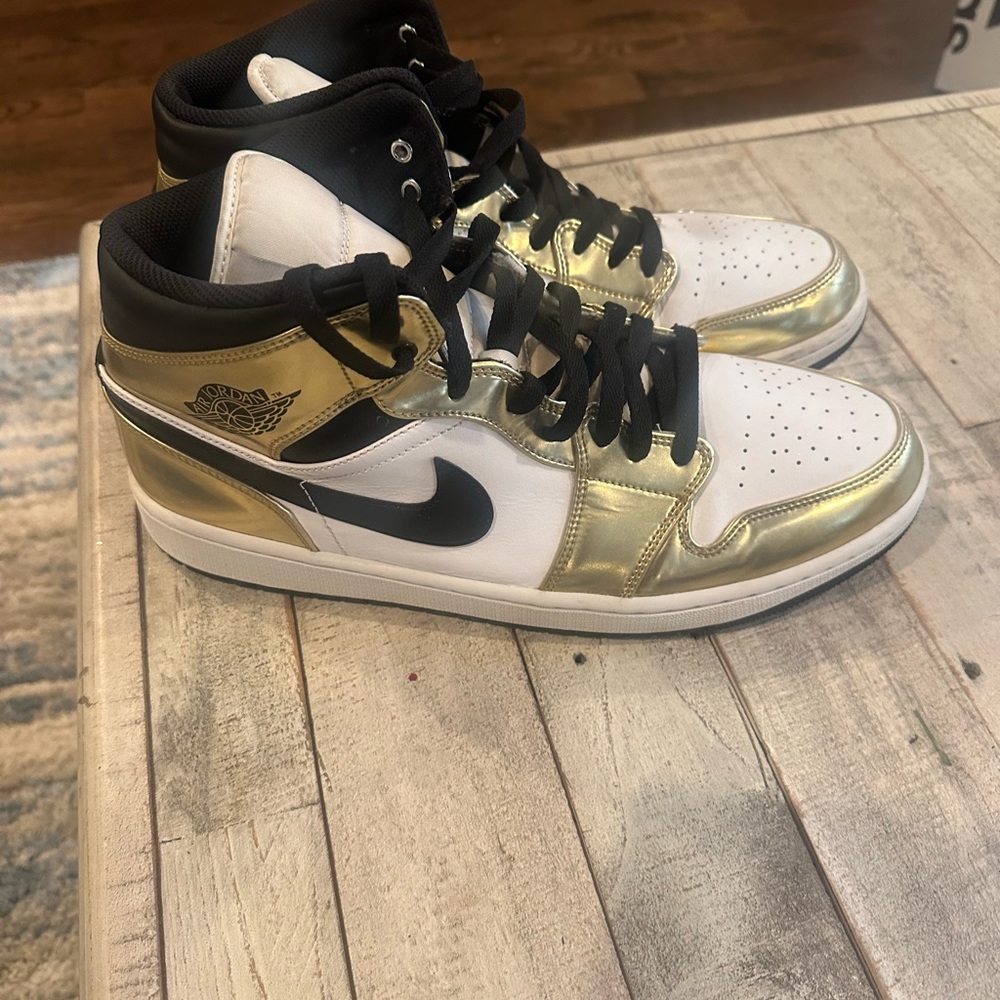 Nike Air Jordan Mid Gold and Black Sneakers